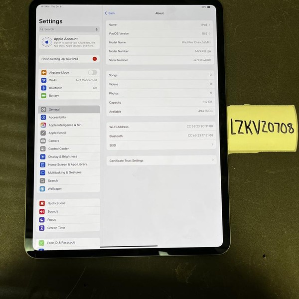 Apple iPad Pro 13 inch (M4) 2024 - Wi-Fi, 512 GB, Black, 8 GB, A2925, Standard Glass