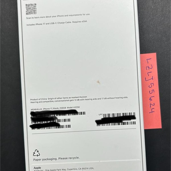 Apple iPhone 17 - Verizon, 256 GB, Black, A3258