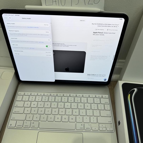 Apple iPad Pro 13 inch (M5) 2025 - Unlocked, 256 GB, Space Black, Apple M5 9-Core, A3361, Standard Glass