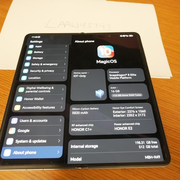 Honor Magic V5 - Unlocked Non-US, White, 512 GB, 16 GB