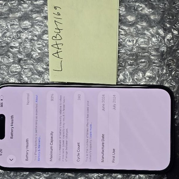 Apple iPhone 15 - Unlocked, 128 GB, Black, A2846