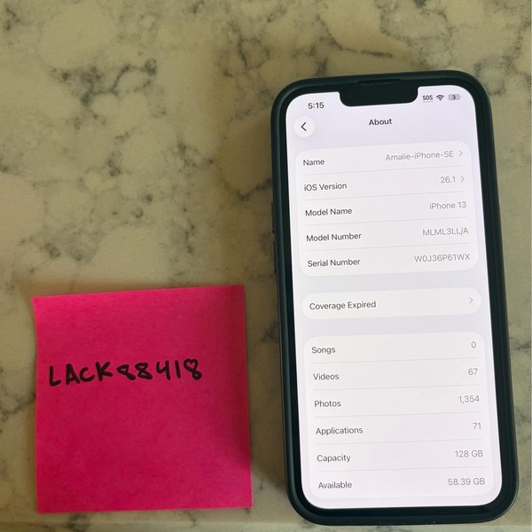 Apple iPhone 13 - Unlocked, 128 GB, Midnight, A2482