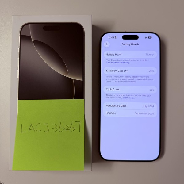 Apple iPhone 16 Pro Max - Unlocked, 256 GB, Natural, A3084