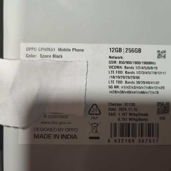 Oppo Find X8 - Unlocked Non-US, 256 GB, Space Black, 12 GB