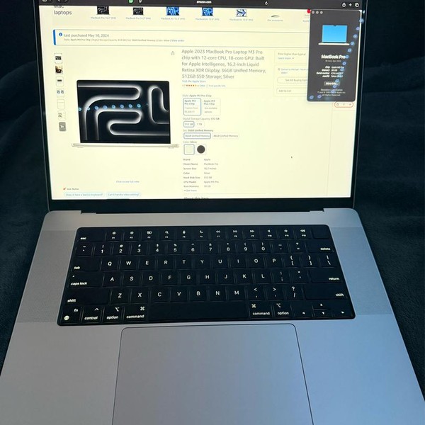 MacBook Pro Late 2023 (M3) - 16 inch - 512 GB, Silver, 36 GB, Apple M3 Pro 12-core, 18-core GPU