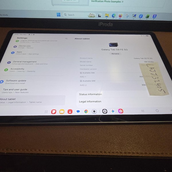 Samsung Galaxy Tab S9 FE - Verizon, 128 GB, Gray, 6 GB