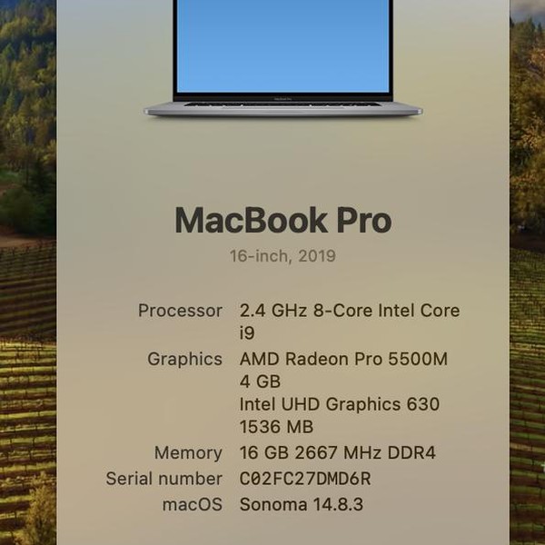 MacBook Pro 2019 - 16 inch - 1 TB, Gray, 16 GB, Intel Core i9
