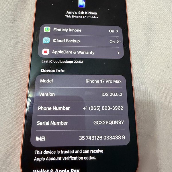 Apple iPhone 17 Pro Max - Unlocked, 512 GB, Cosmic Orange, A3257