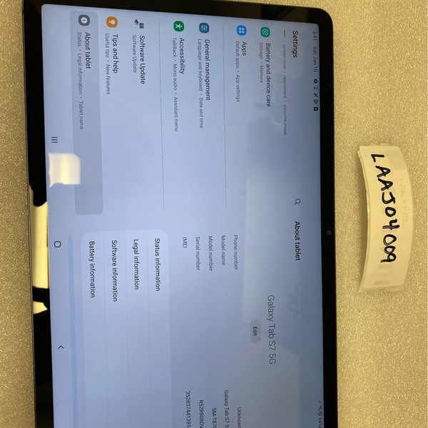 Samsung Galaxy Tab S7 - AT&T, Mystic Black, 128 GB, 6 GB, SM-T878U, 5G