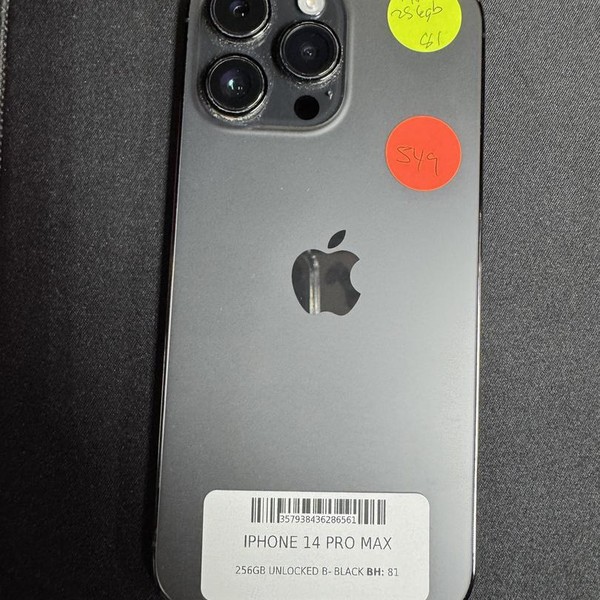 Apple iPhone 14 Pro Max - Unlocked, Black, 256 GB, A2651