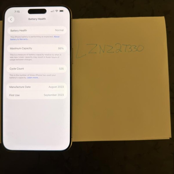 Apple iPhone 15 Pro Max - Unlocked, 256 GB, Natural, A2849