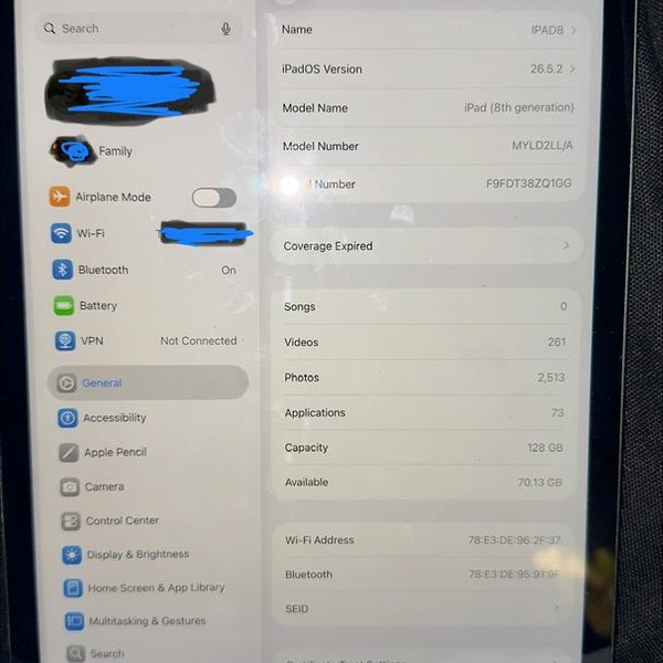Apple iPad (8th Gen) - Wi-Fi, 128 GB, Gray, A2270