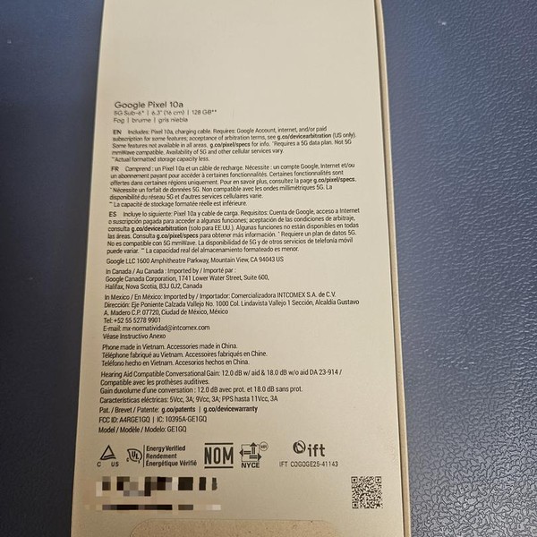 Google Pixel 10a - Unlocked, 128 GB, Fog, GE1GQ