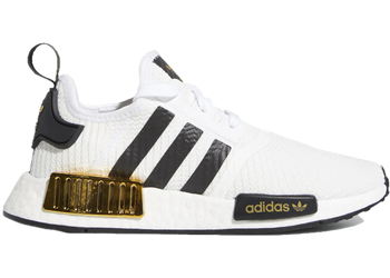 adidas NMD R1 White Black Gold Metallic (Youth) for sale