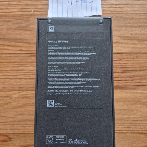 Samsung Galaxy S25 Ultra - Unlocked, 512 GB, Jetblack, 12 GB, SM-S938U1