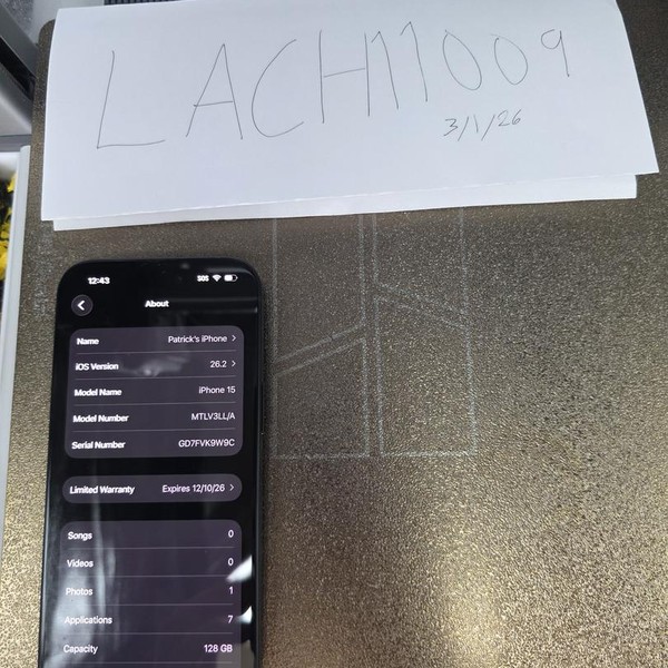 Apple iPhone 15 - Unlocked, 128 GB, Black, A2846