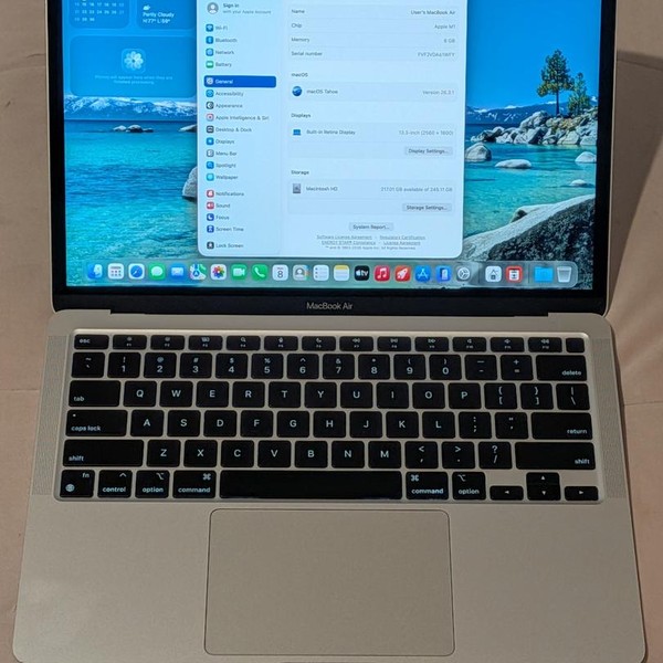 MacBook Air 2020 - 13 inch - 256 GB, Silver, 8 GB, Apple M1