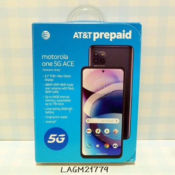Motorola One 5G Ace - AT&T, 64 GB, Gray, 4 GB, Prepaid
