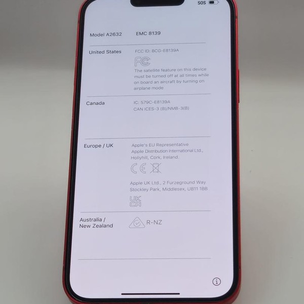 Apple iPhone 14 Plus - Unlocked, 128 GB, Red, A2632