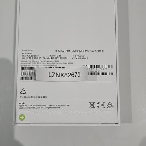 Apple iPhone 16 Plus - Unlocked Non-US, 128 GB, Ultramarine, A3290