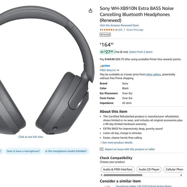 Sony WH-XB910N - Black