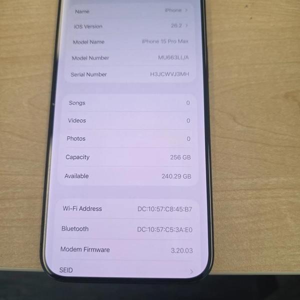 Apple iPhone 15 Pro Max - Unlocked, 256 GB, Black, A2849