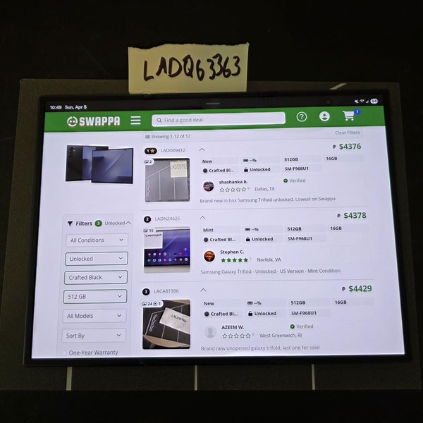 Galaxy Z Trifold - Unlocked, 512 GB, Crafted Black, 16 GB, SM-F968U1