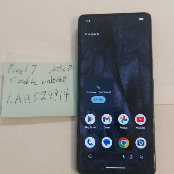 Google Pixel 7 - T-Mobile, 128 GB, Obsidian, 8 GB, GVU6C, Sub-6 5G