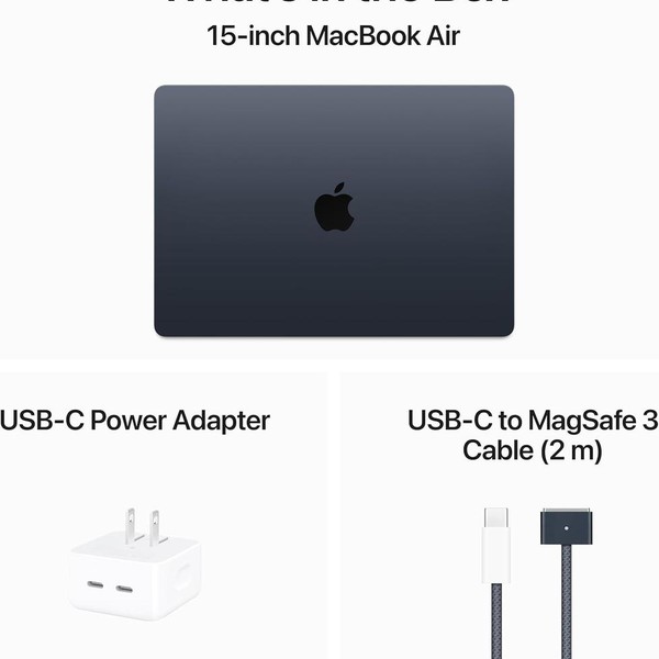 MacBook Air 2024 (M3) - 13 inch - 256 GB, Midnight, 8 GB, Apple M3, 8-core GPU