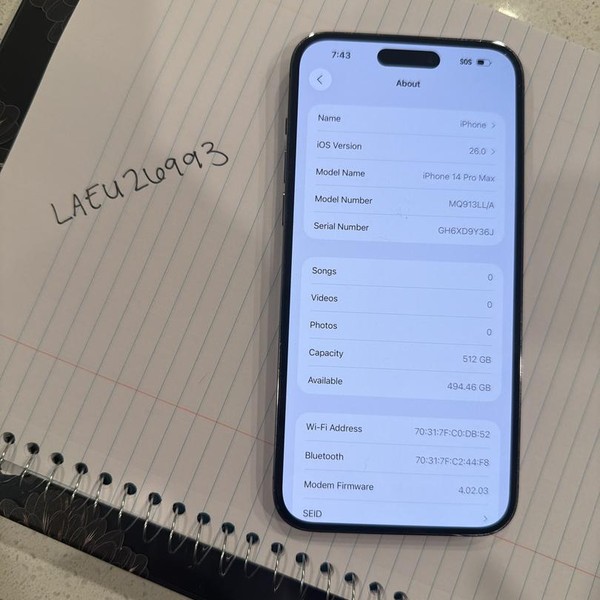 Apple iPhone 14 Pro Max - AT&T, 512 GB, Purple, A2651