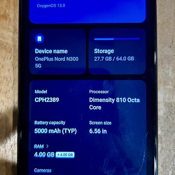 OnePlus Nord N300 5G - Unlocked, 64 GB, Gray, 4 GB