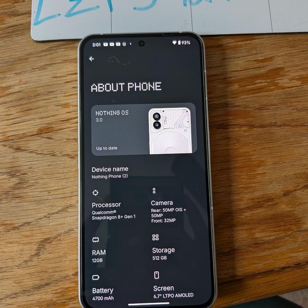 Nothing Phone (2) - Unlocked, 512 GB, White, 12 GB