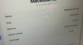 Good
													MacBook Air 2025 (M4) - 13" - Apple M4, Silver, 1 TB, 24 GB, photo 5 of 12