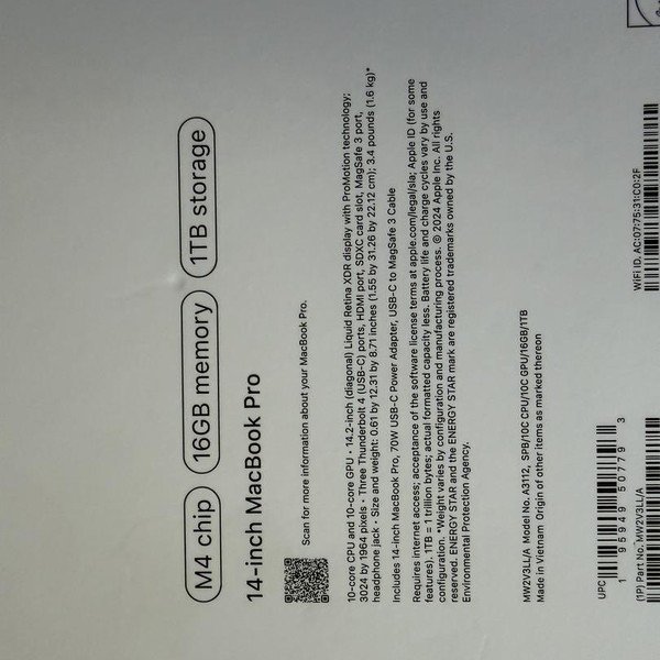MacBook Pro 2024 - 14 inch - 1 TB, Space Black, 16 GB, Apple M4