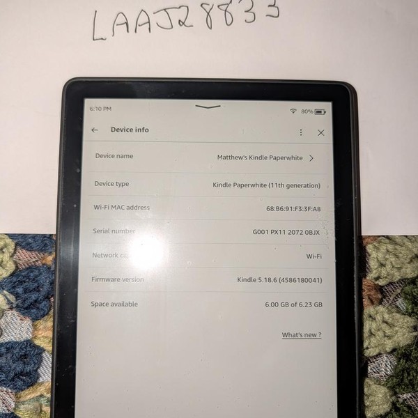 Amazon Kindle Paperwhite 11th Gen 2021 - Amazon, 8 GB, Black