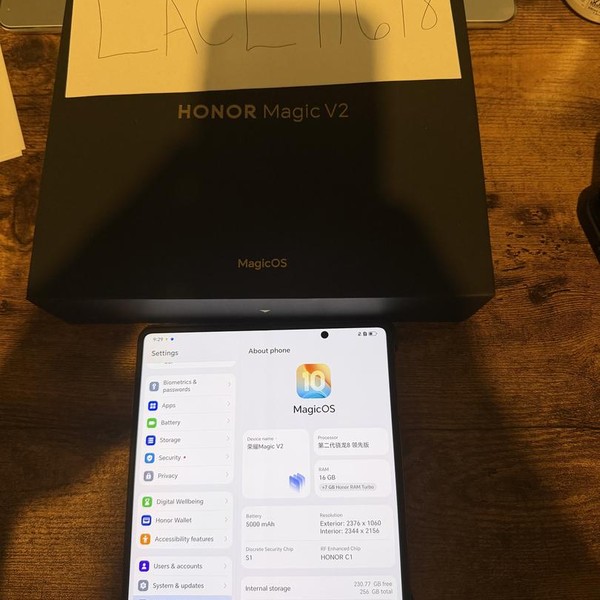 Honor Magic V2 - Unlocked Non-US, 256 GB, Black, 16 GB