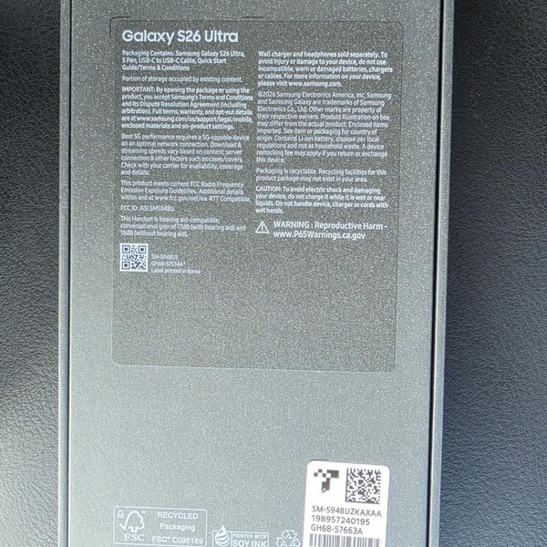 Samsung Galaxy S26 Ultra - Unlocked, 256 GB, Black, 12 GB, SM-S948U1