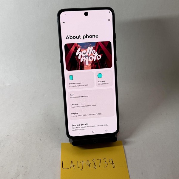 Motorola Razr Ultra (2025) - Unlocked, 512 GB, PANTONE Scarab, 16 GB