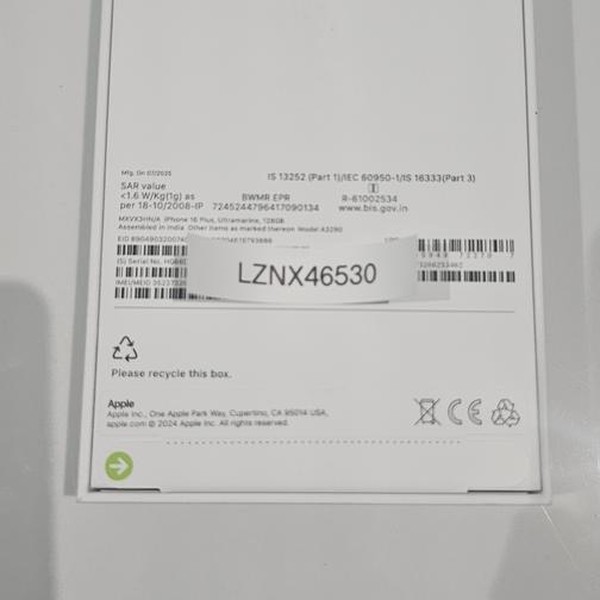 Apple iPhone 16 Plus - Unlocked Non-US, 128 GB, Ultramarine, A3290