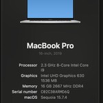 Good MacBook Pro 2019 - 16 inch - 1 TB, Silver, 16 GB, Intel Core i9