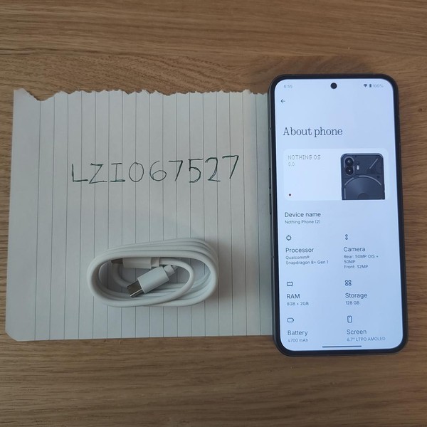 Nothing Phone (2) - Unlocked, Gray, 128 GB, 8 GB