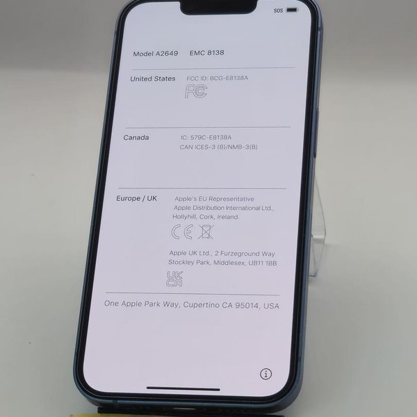 Apple iPhone 14 - Unlocked, 128 GB, Blue, A2649