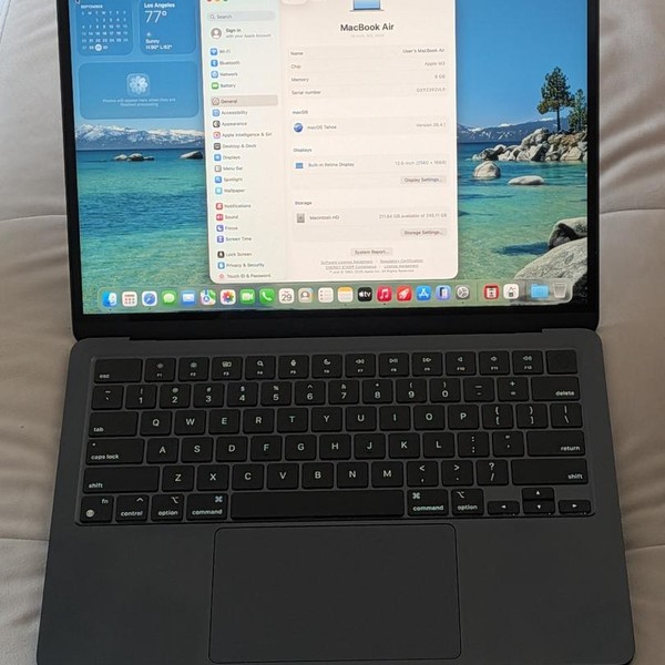 MacBook Air 2024 (M3) - 13 inch - 256 GB, Midnight, 8 GB, Apple M3, 8-core GPU