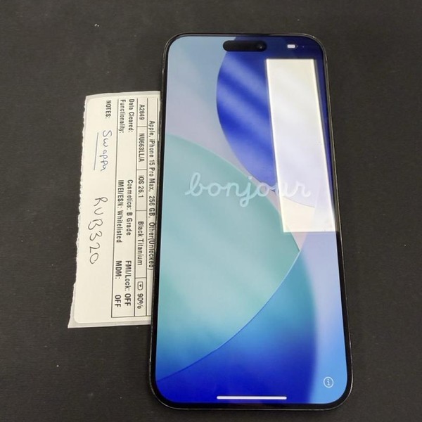 Apple iPhone 15 Pro Max - Unlocked, 256 GB, Black, A2849