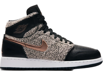 Jordan 1 Retro High Fleece Black Metallic Red Bronze (GS) for sale