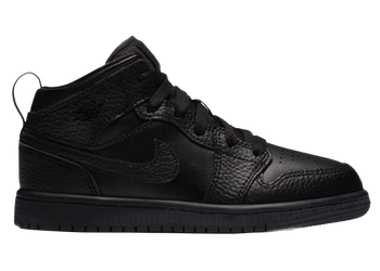Jordan 1 Mid Triple Black Tumbled Leather (PS) for sale