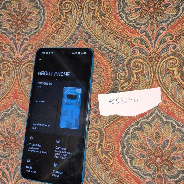 Nothing Phone (3a) - Unlocked, 256 GB, Blue, 12 GB