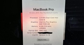 Good
													MacBook Pro 2017 (No Touch Bar) - 13" - I5, Silver, 512 GB, 8 GB, photo 3 of 10