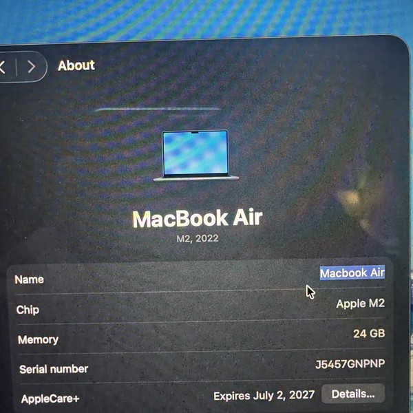 MacBook Air 2022 (M2) - 13 inch - 256 GB, Midnight, 24 GB, Apple M2