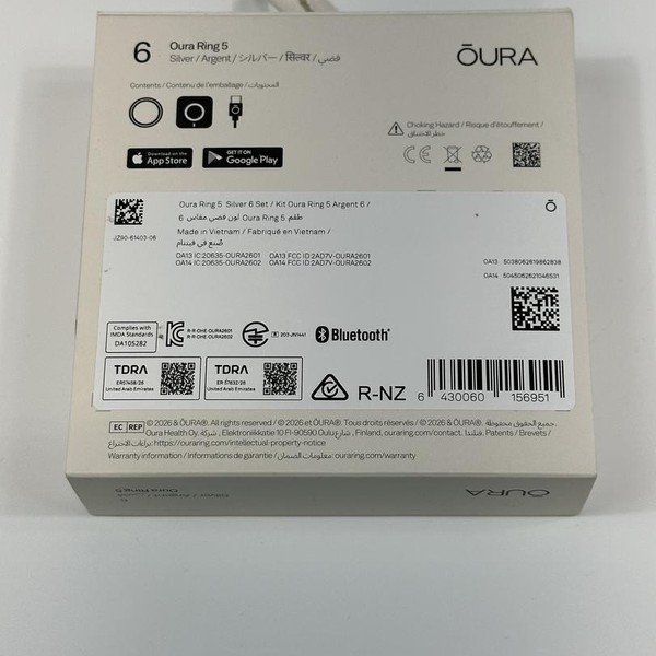 Oura Ring Gen 5 - Silver, Size 6